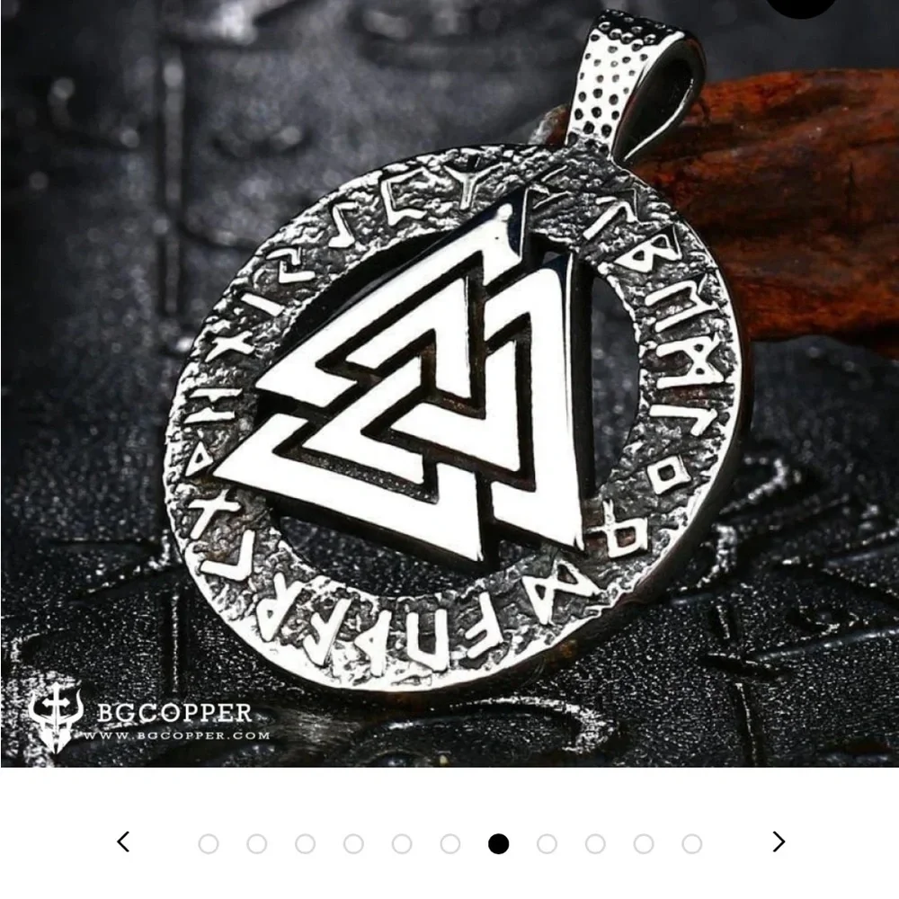 Valknut Viking Pendant Necklace • Norse Rune Amulet • Stainless Steel Statement